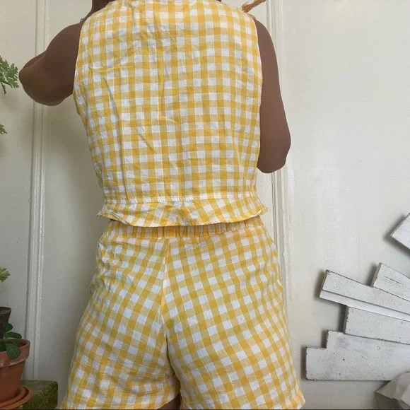 Yellow Gingham Shorts Two Piece - Picture 3 of 4